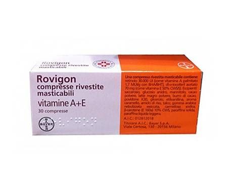 Rovigon Vitamine A+E - 30 compresse rivestite masticabili