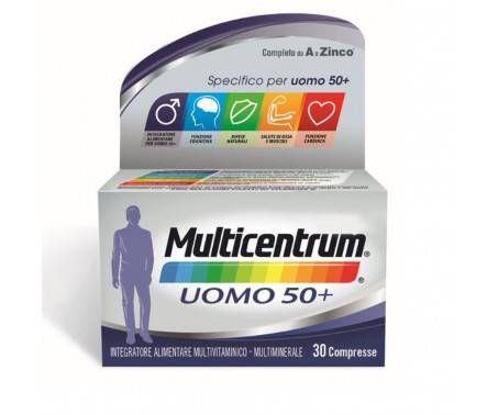 Multicentrum Uomo 50+ Integratore Alimentare Multivitaminico Multiminerale Vitamina C B6 Zinco 30Cpr