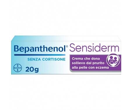 Bepanthenol Sensiderm Crema, per Pelle secca o irritata, Dermatite, Eczema, Reazioni allergiche, con Pantenolo, Senza Cortisone, Allevia Prurito e Arrossamento, Tubo da 20g