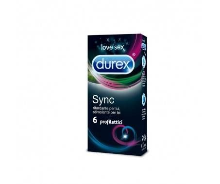 Durex Sync - Preservativi ritardanti per lui e stimolanti per lei - 6 pezzi