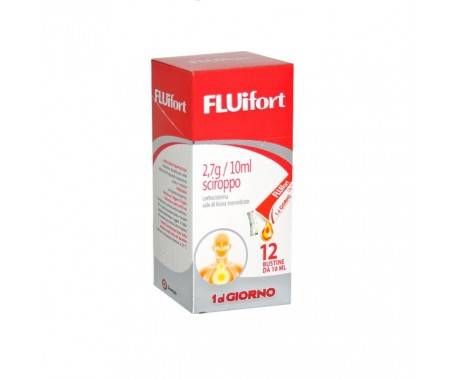 Fluifort Sciroppo - Mucolitico con 2,7 g/10 ml di Carbocisteina - 12 bustine monodose