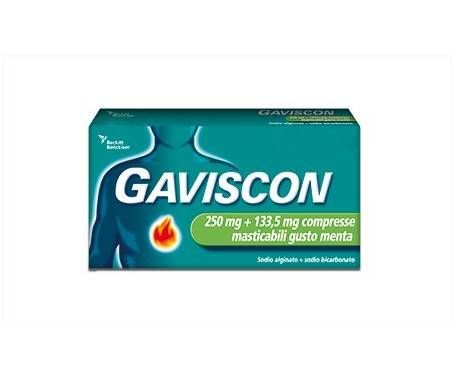 GAVISCON 48 CPR MENTA - 250MG + 133,5MG contro sintomi del reflusso gastroesofageo, bruciore e acidità di stomaco