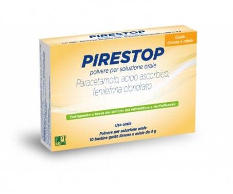 Pirestop Polvere Per Soluzione Orale Paracetamolo Limone e Miele 10 Bustine