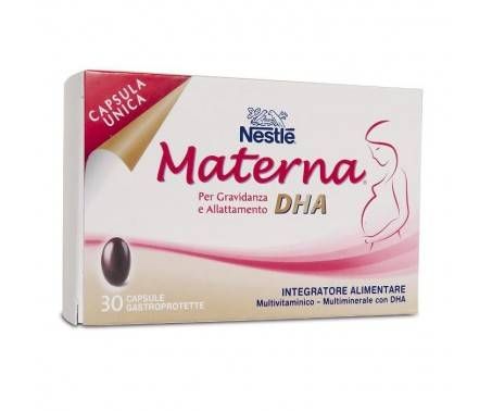 Nestlé Materna DHA - Integratore multivitaminico multiminerale per gravidanza e allattamento - 30 capsule softgel