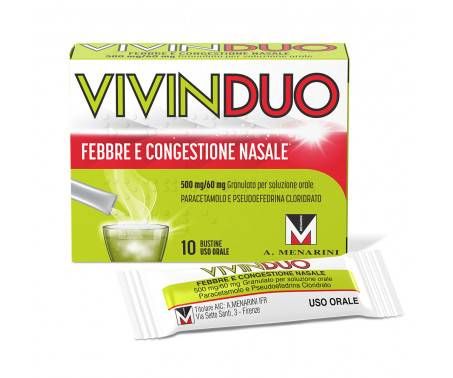 VivinDuo Febbre e Congestione Nasale 500 mg/60 mg 10 Bustine