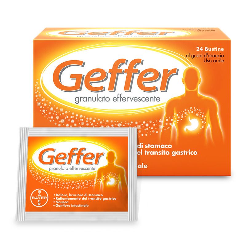 Geffer - granulato effervescente - Bruciore ed acidità di stomaco - 24 ...